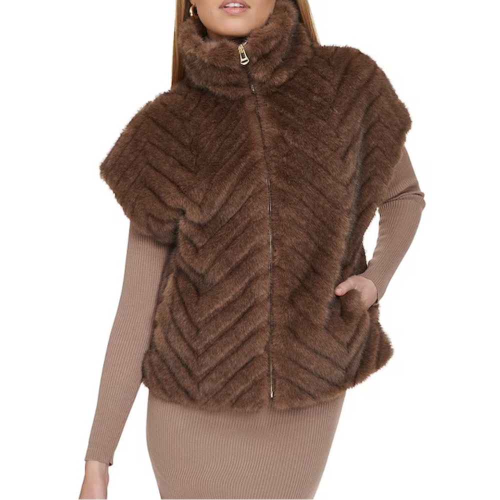 Cole Haan Chevron Faux Fur Vest